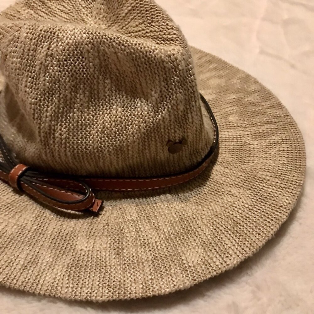 Disney Parks Woven Hat With Leather Bow Belt Tan Safari Style Disneyland - Picture 6 of 8